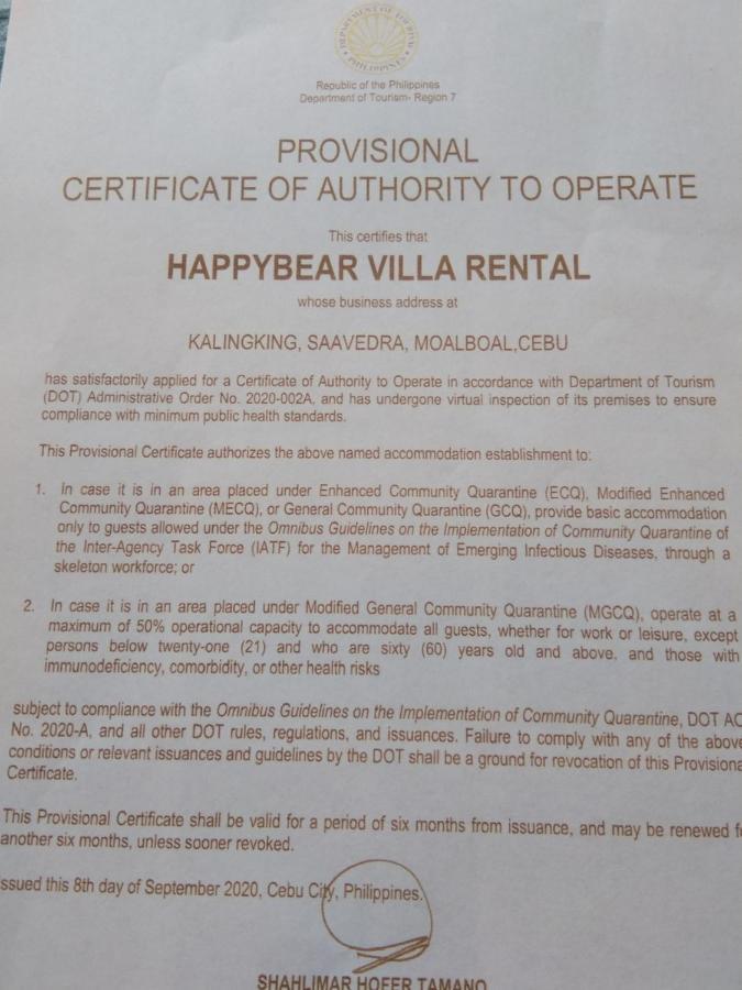 Happy Bear Moalboal Budget Rooms Zewnętrze zdjęcie